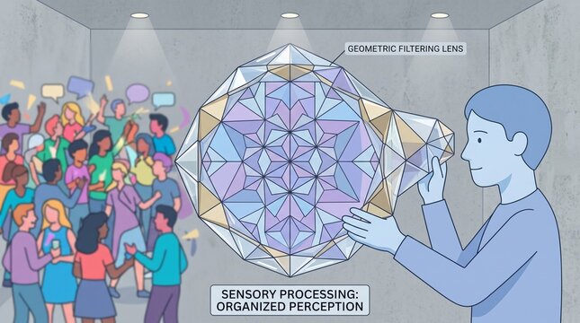Minimalist vector graphic of an autistic individual, sensory processing concept