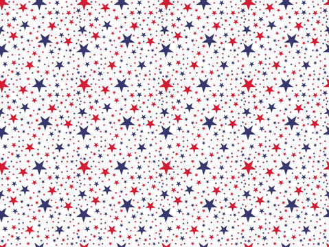 Seamless patriotic star pattern in red and blue for 4th of july Independence Day