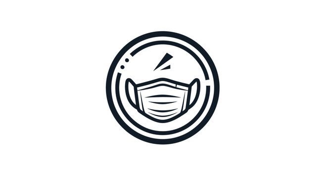 Minimalist protective face mask icon design illustration.