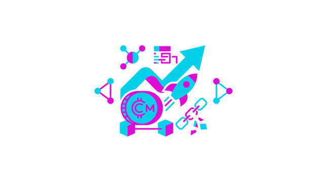 Cryptocurrency rocket launch representing rapid market growth.