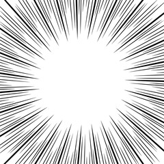 sunburst comic line art background featuring dynamic radial rays and clean black-and-white vector style. Perfect for comic books, manga panels, pop art designs, speech bubbles, posters, banners, socia © Machzamiah