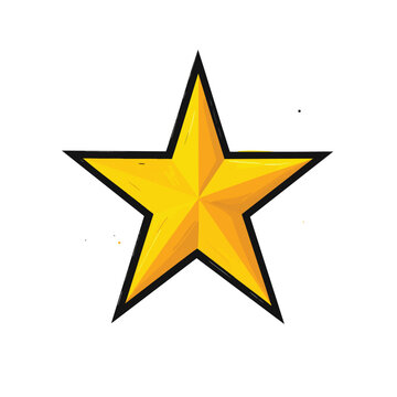 A single isolated shiny golden star icon with a thick black outline.