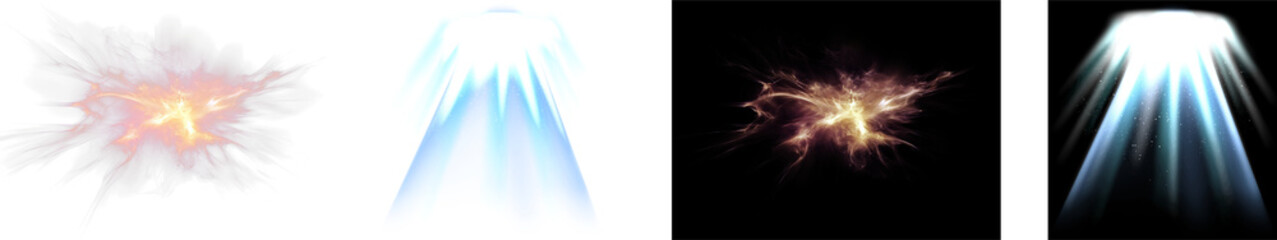 Abstract fiery explosion Red and orange nebula and Blue Starlight Blue starlight flare with neon glow and sharp radiant beams. PNG Intense blue starlight burst with neon glow and optical lens flare  © Pngs Era
