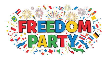 freedom party celebration colorful text © Cendol