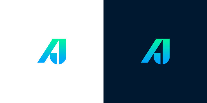 Modern Minimalist Letter AJ Monogram Logo Design with Vibrant Gradient Color Palette for Corporate Identity