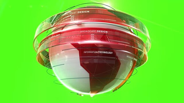 Rotating Digital Globe on Green Screen for News Broadcast and Global Technology Videos