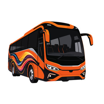 Sleek tour bus vector with dynamic graphic decals 