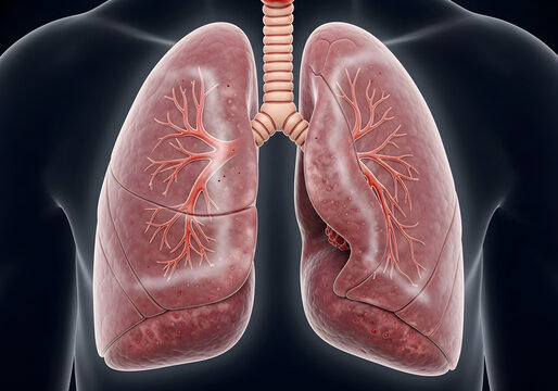 Human lungs with bronchial tree anatomy illustration