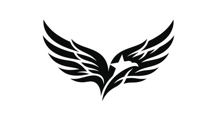 Fototapeta premium Black star with wings illustration on white background