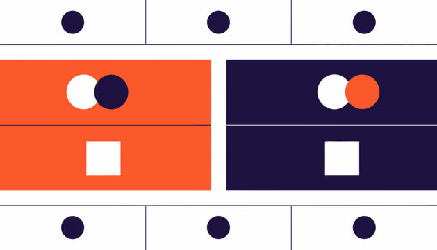 Abstract geometric pattern in orange purple and white