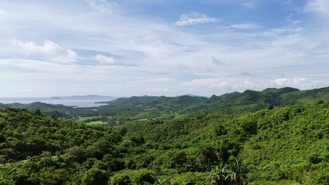 Aerial droen view of Northern Palawan, revealing a rugged tropical landscape in Philippines