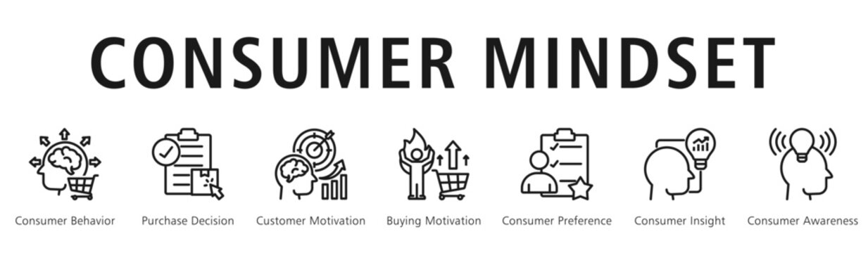 Consumer Mindset Web Banner  icon vector illustration concept