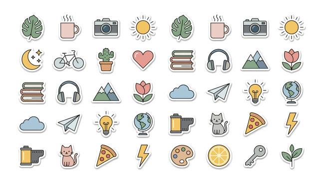 Cute Sticker Pack: Icons for Journaling, Crafts, and Social Media