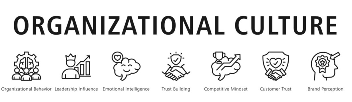 Organizational Culture Web Banner  icon vector illustration concept
