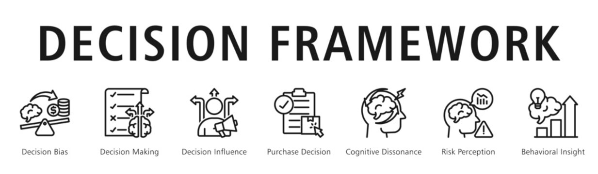 Decision Framework Web Banner  icon vector illustration concept