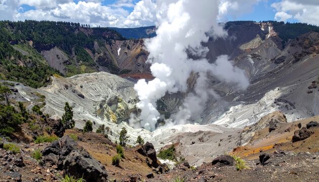 Spectacular View of Bumpass Hell in Lassen Volcanic National Park.