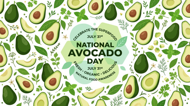Avocado pattern celebrates national avocado day with fresh fruit