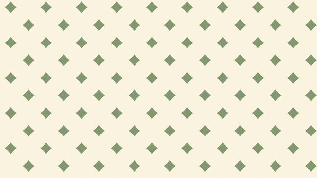 A loop animation tiled diamond pattern background,sage green and cream color with motion blur