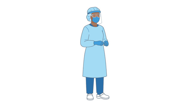 Healthcare worker in full protective personal equipment gear
