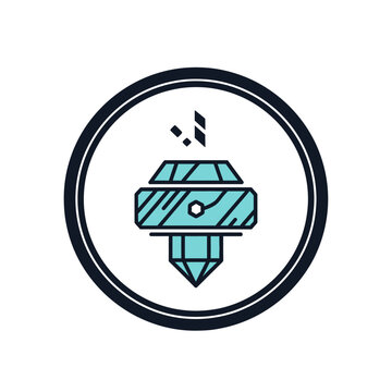 Flat Icon of Industrial Drill Bit Tool Design.