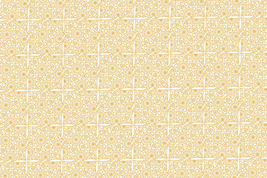 Seamless Vintage Fabric Pattern with Golden Ribbon Texture Background
