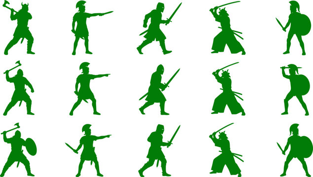Ancient warrior and soldier collection featuring viking roman and samurai fighter bundle