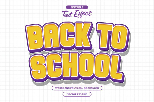 Back to school editable text effect with cartoon style