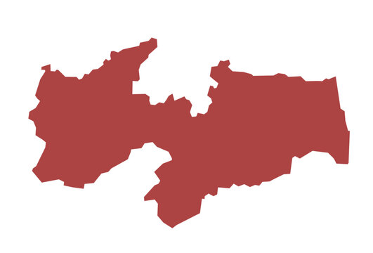 Para&iacute;ba state map with all municipalities in flat red color