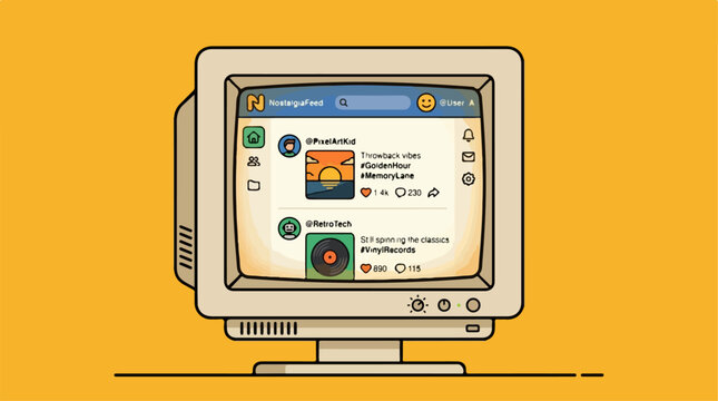 Vintage desktop monitor with modern screen