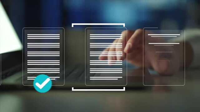 Document management concept, check documents on digital documents on virtual screen Document Management System
