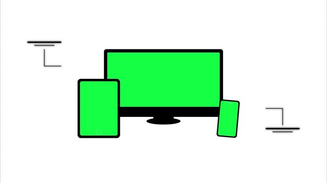 Multi Device Green Screen Chroma Key Mockup Flat Minimalist 2D Animation Interface Design Presentation Web Development Assets Marketing Digital Content Kit SEO