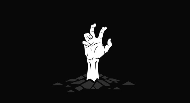 Zombie Hand Emerging From Dark Ground.