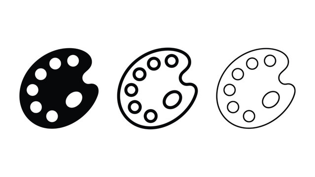 Art palette icon silhouette vector outline and line art