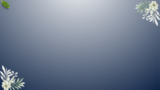 Dark blue grey gradient background with delicate white flowers