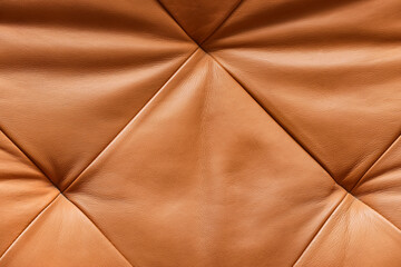 Naklejka premium Brown leather upholstery with diamond tufting pattern, luxury furniture material texture background