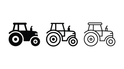 Farm tractor icon silhouette vector outline and line art © MD