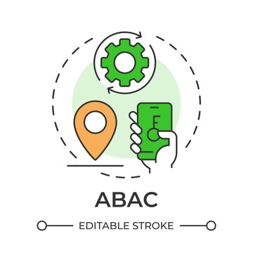 ABAC multi color concept icon. Access control framework. Smart enterprise security system. Round shape line illustration. Abstract idea. Graphic design. Easy to use in booklet, infographic