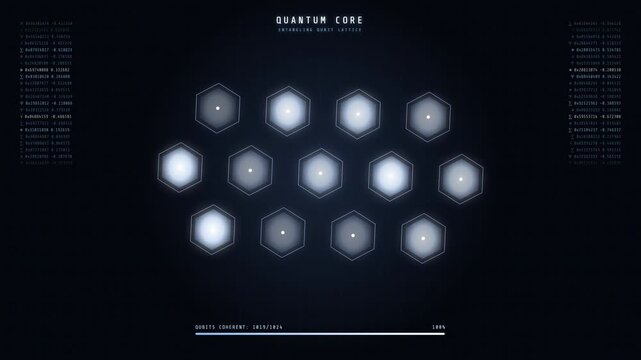Advanced Quantum Computing Hexagonal Data Node Loading Interface