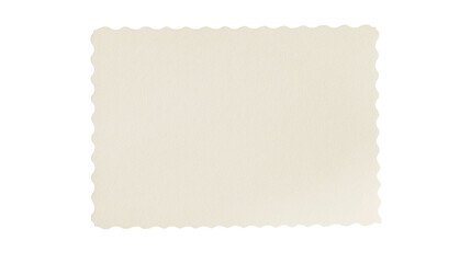 Creamy beige scalloped edge paper rectangle, isolated on transparent background