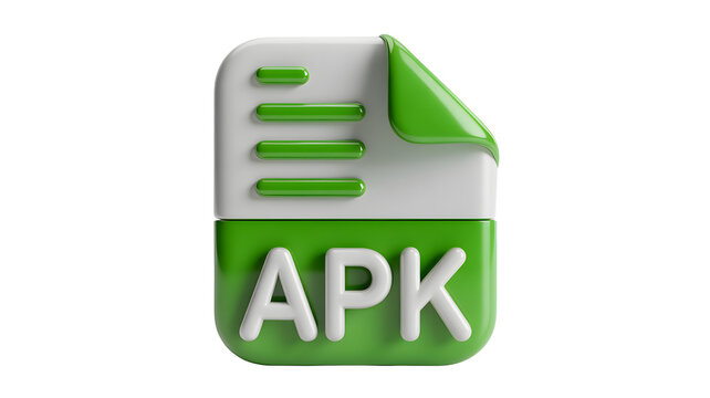 3D APK File Icon Download Button on White Background Minimalist Technology Concept