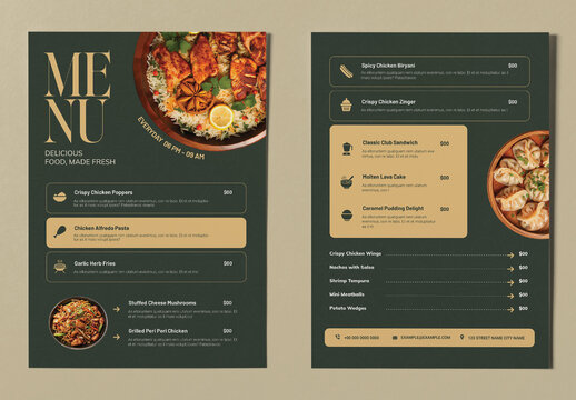 Food Menu Template Layout