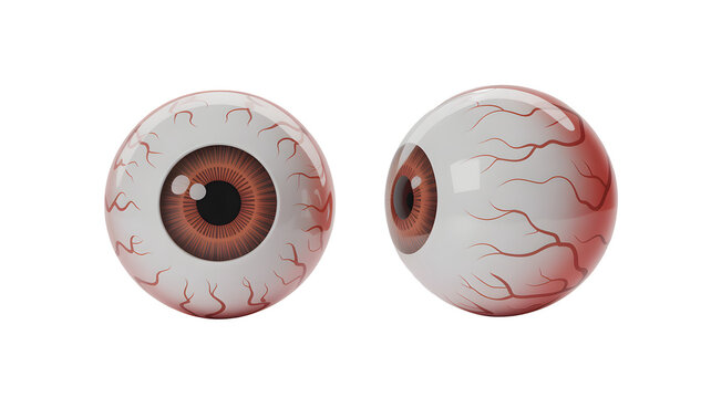 Close-up Medical Eye Examination with Bloodshot Vessels and Healthy Iris Comparison