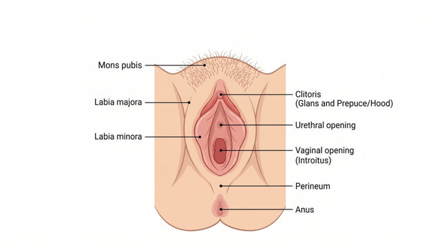 External Female Genitalia Vulva Anatomy Detailed Diagram