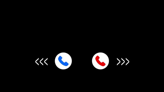 answer and decline call interface animation chroma key.