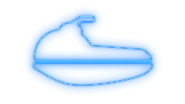 Colorful neon jet ski icon for summer vacation and water sports activities isolated on transparent background for easy editing and creative graphic design projects worldwide.