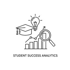 Obraz premium Student success analytics concept with lightbulb and books.