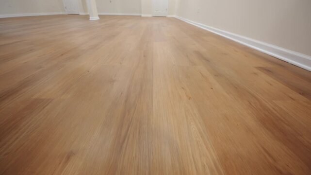 Element of the modern home Interior, new wooden floor. Close up view of move camera shot