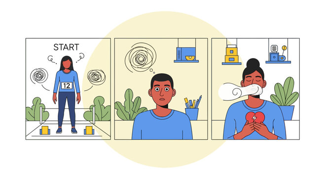 Performance Anxiety and Fear of Failure Illustration Set
