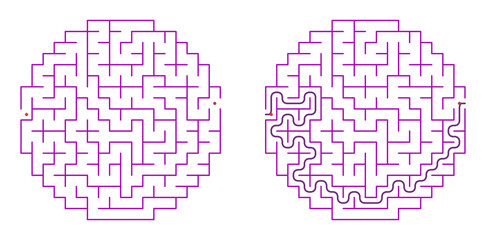 Obraz premium Circular maze printable with answers for education and entertainment on a transparent background for websites, books, magazines, table games