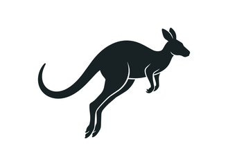 Fototapeta premium Silhouette of a jumping kangaroo in motion.